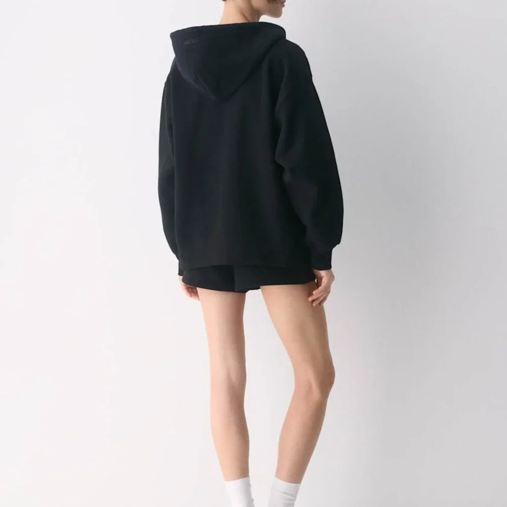 [SOLD] Cozy Sweatfleece Boyfriend Zip Hoodie Black Small - Picture 3 of 14